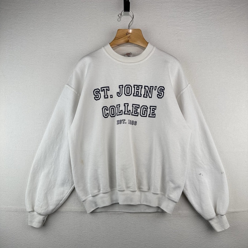 90's Vtg St. Johns University‎ Est 1886 Crewneck Sweatshirt Men's Large White